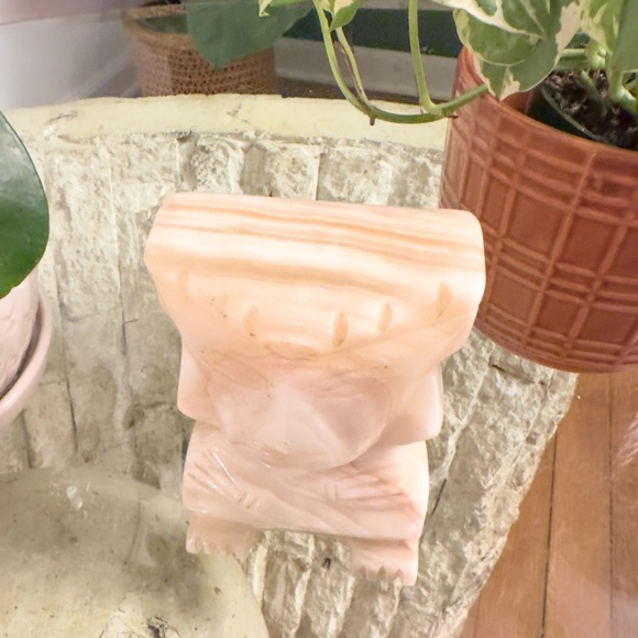 Vintage Hand Carved Agate Onyx Marble Stone Aztec Figural Bookend - Picture 6 of 8